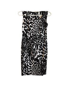 Cleo Petites Black and White Sleeveless Sheath Midi Dress
